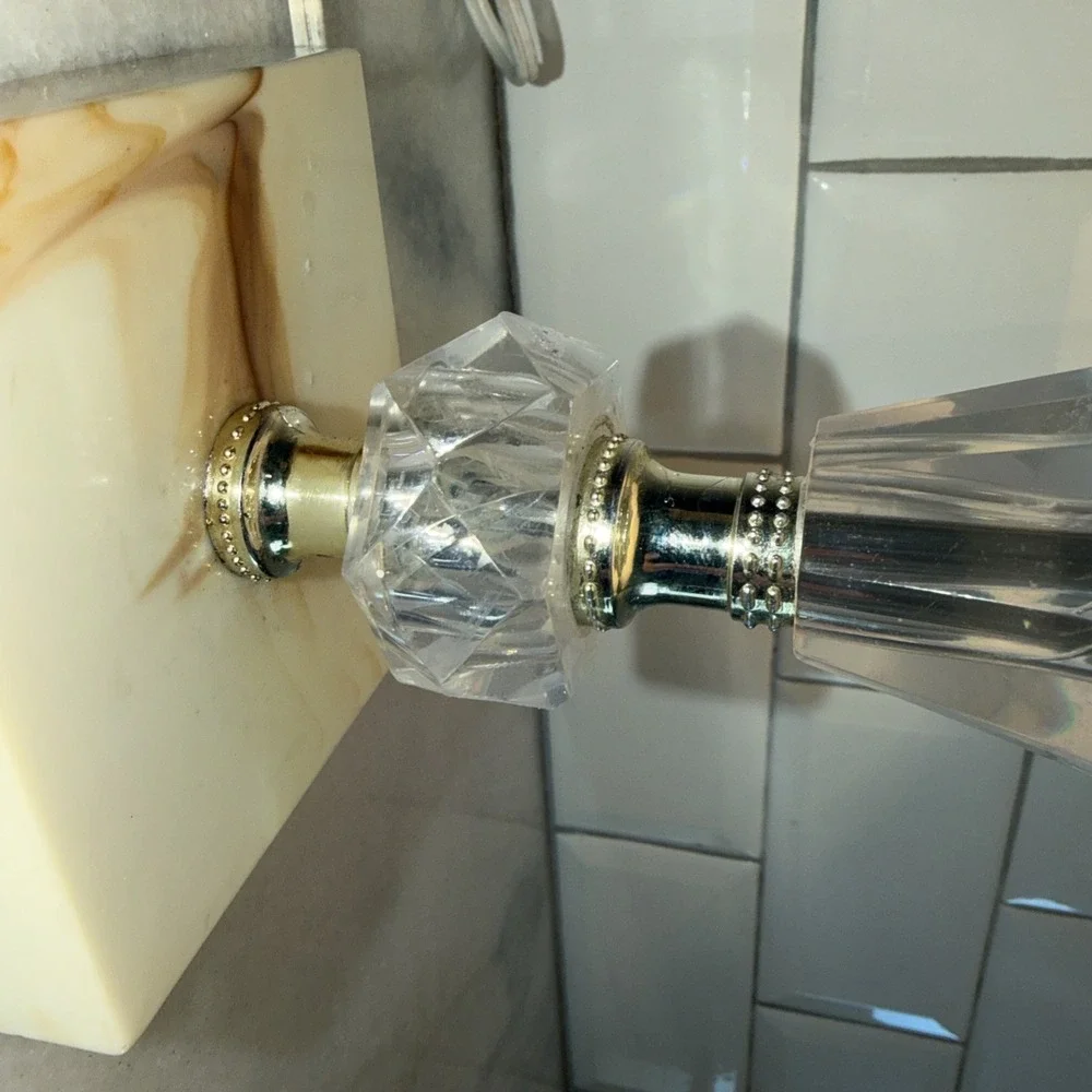 Vintage Acrylic Desk/table Lamp With Marble Look Base And New Linen ShadeGW008